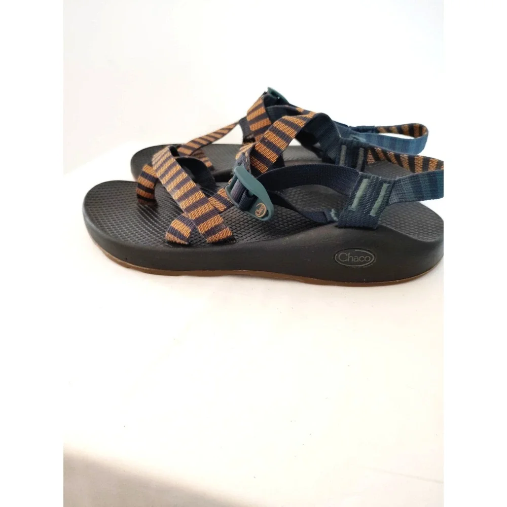 Chaco Z/1 Classic Men 10 Vibram Sole Navy Rust Stripe Sport Hiking Sandals EUC